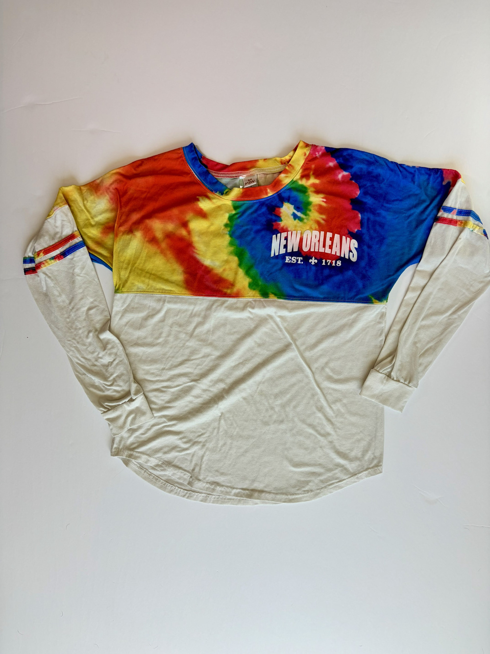New Orleans Tie Dye Long Sleeve Shirt Size S Y2K Retro